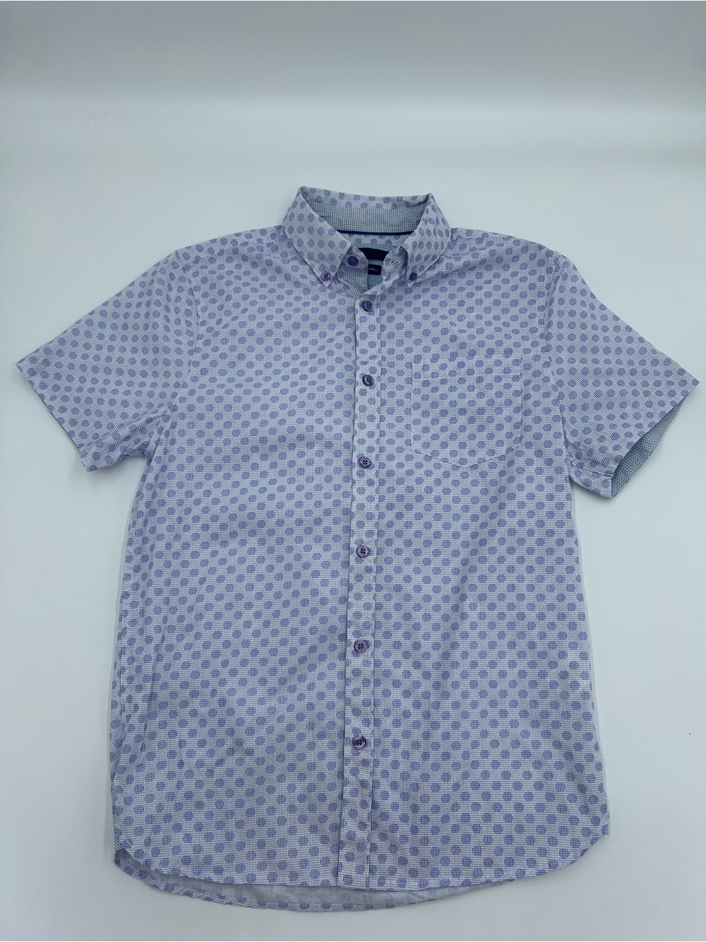 English Laundry Light Purple Short-Sleeve Dot Button-Down Shirt S
